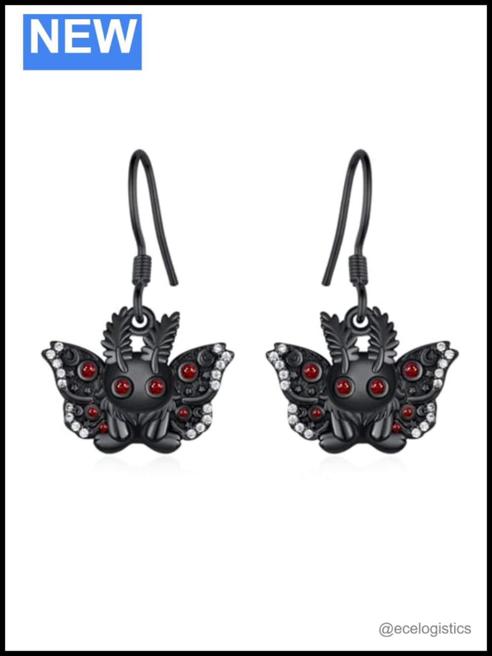 Mothman Dangle Earrings 925 Sterling Silver Cryptid Moth Jewelry